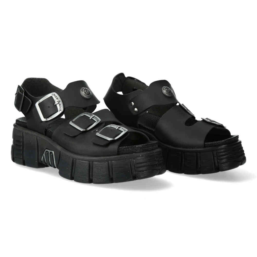 New Rock - M-BIOS137-V2 Plateau Sandaal - Zwart